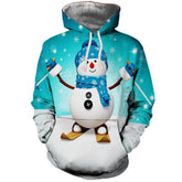 Christmas Snowman Digital Print Hooded Sweatshirt